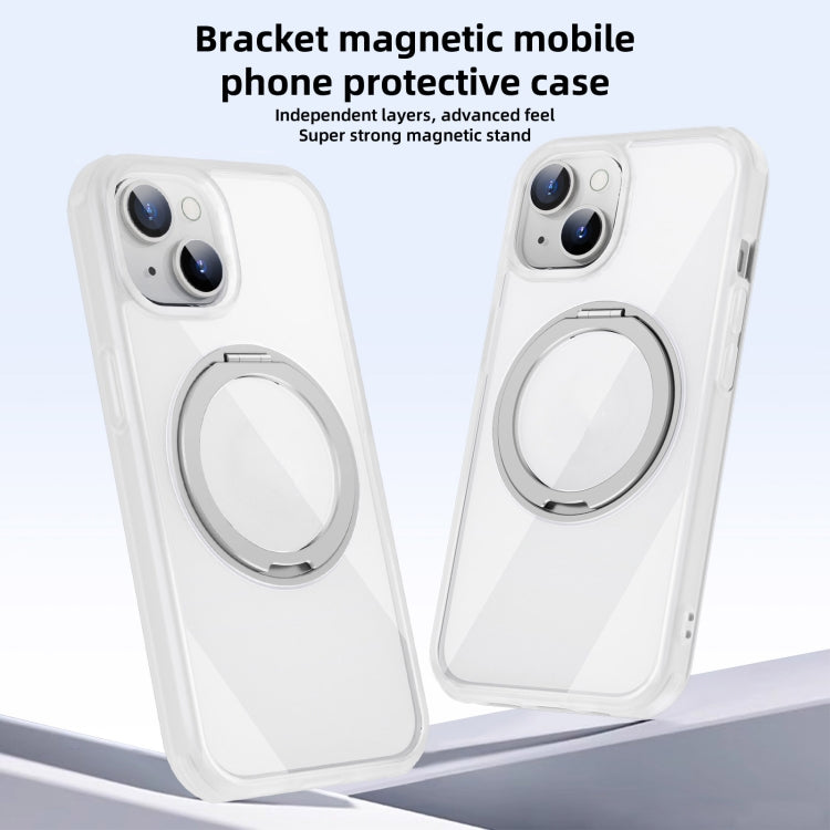 For iPhone 15 Pro Max MagSafe Holder PC Hybrid TPU Phone Case(Transparent White) - iPhone 15 Pro Max Cases by buy2fix | Online Shopping UK | buy2fix