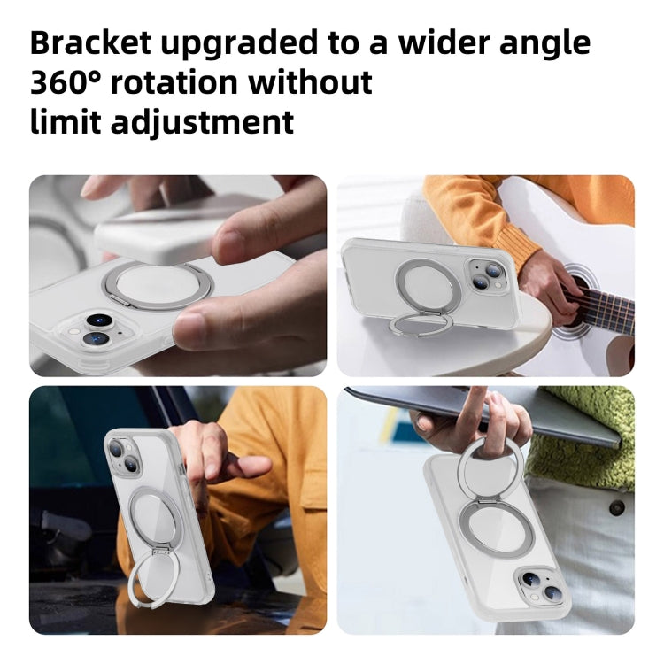 For iPhone 15 Pro Max MagSafe Holder PC Hybrid TPU Phone Case(Transparent White) - iPhone 15 Pro Max Cases by buy2fix | Online Shopping UK | buy2fix