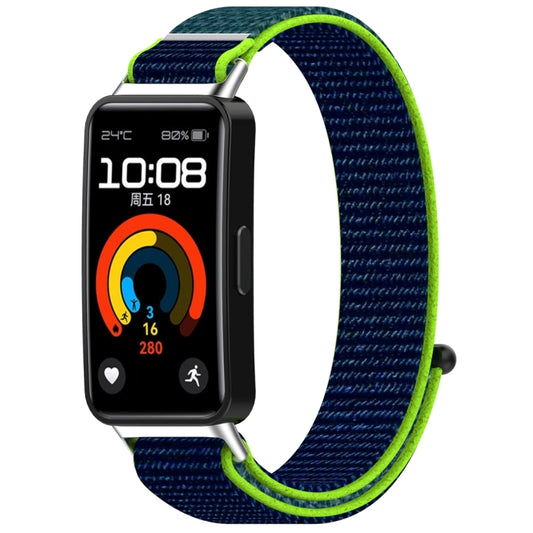 For Huawei Band 10 / 9 / 8 Nylon Loop Hook and Loop Fastener Watch Band(Lime Green) by buy2fix