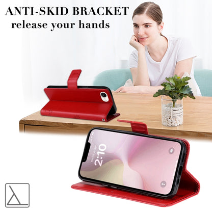 For iPhone 16e Tree & Cat Embossed Pattern Flip Leather Phone Case(Red) by buy2fix