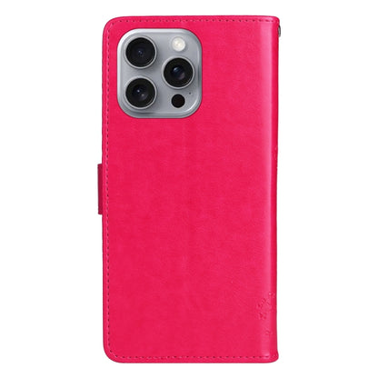 For iPhone 16 Pro Max Tree & Cat Embossed Pattern Flip Leather Phone Case(Rose Red) by buy2fix