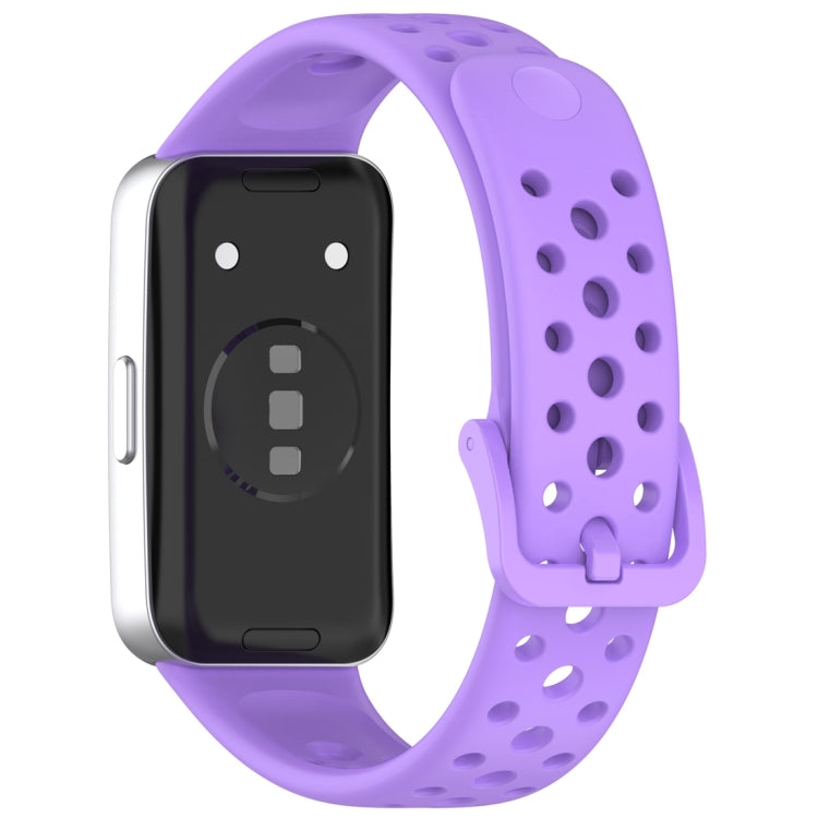 For Huawei Band 9 / 9 NFC / 8 / 8 NFC Round Hole Nail Button Silicone Watch Band(Purple) - Watch Bands by buy2fix | Online Shopping UK | buy2fix