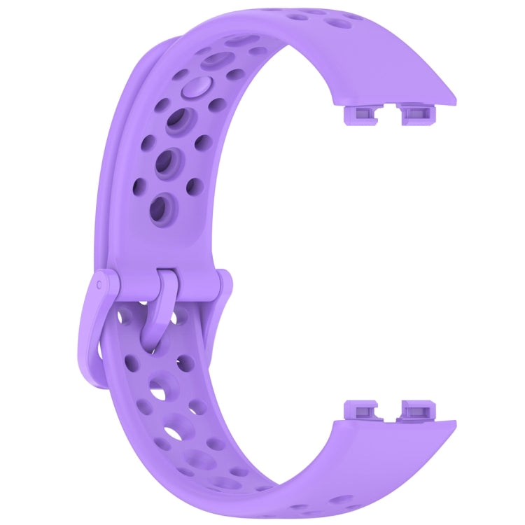 For Huawei Band 9 / 9 NFC / 8 / 8 NFC Round Hole Nail Button Silicone Watch Band(Purple) - Watch Bands by buy2fix | Online Shopping UK | buy2fix