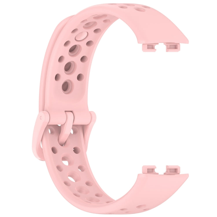 For Huawei Band 9 / 9 NFC / 8 / 8 NFC Round Hole Nail Button Silicone Watch Band(Pink) - Watch Bands by buy2fix | Online Shopping UK | buy2fix