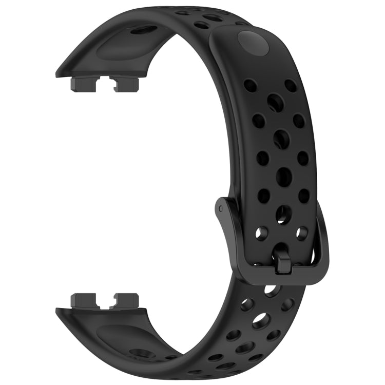 For Huawei Band 9 / 9 NFC / 8 / 8 NFC Round Hole Nail Button Silicone Watch Band(Black) - Watch Bands by buy2fix | Online Shopping UK | buy2fix