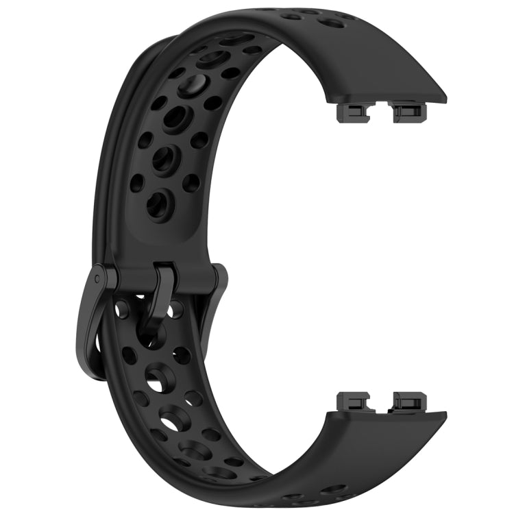 For Huawei Band 9 / 9 NFC / 8 / 8 NFC Round Hole Nail Button Silicone Watch Band(Black) - Watch Bands by buy2fix | Online Shopping UK | buy2fix