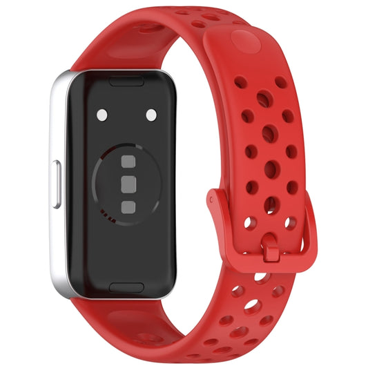 For Huawei Band 10 / 9 / 8 Round Hole Nail Button Silicone Watch Band(Red) by buy2fix