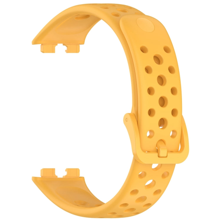 For Huawei Band 9 / 9 NFC / 8 / 8 NFC Round Hole Nail Button Silicone Watch Band(Yellow) - Watch Bands by buy2fix | Online Shopping UK | buy2fix