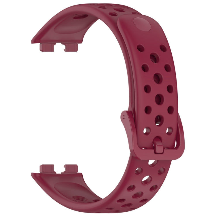 For Huawei Band 9 / 9 NFC / 8 / 8 NFC Round Hole Nail Button Silicone Watch Band(Wine Red) - Watch Bands by buy2fix | Online Shopping UK | buy2fix