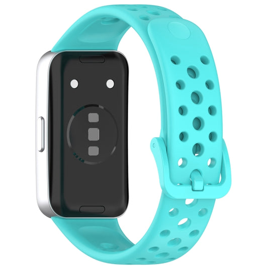 For Huawei Band 10 / 9 / 8 Round Hole Nail Button Silicone Watch Band(Teal) by buy2fix