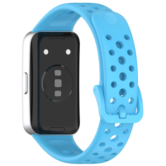 For Huawei Band 10 / 9 / 8 Round Hole Nail Button Silicone Watch Band(Sky Blue) by buy2fix