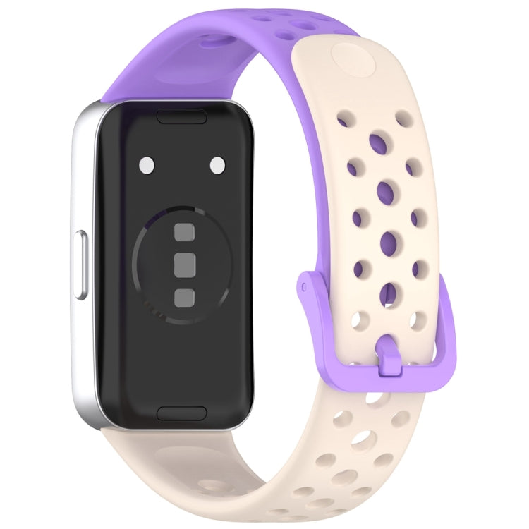 For Huawei Band 9 / 9 NFC / 8 / 8 NFC Round Hole Nail Button Silicone Watch Band(Starlight Purple) - Watch Bands by buy2fix | Online Shopping UK | buy2fix