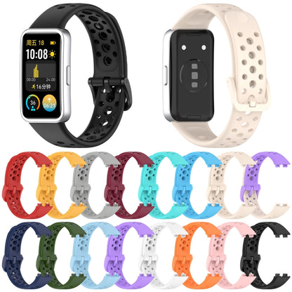 For Huawei Band 9 / 9 NFC / 8 / 8 NFC Round Hole Nail Button Silicone Watch Band(Starlight) - Watch Bands by buy2fix | Online Shopping UK | buy2fix