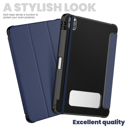 For iPad Pro 12.9 2022 / 2021 / 2020 Carbon Fiber Leather Smart Tablet Case(Navy Blue) - iPad Pro 12.9 (2022/2021) Cases by buy2fix | Online Shopping UK | buy2fix