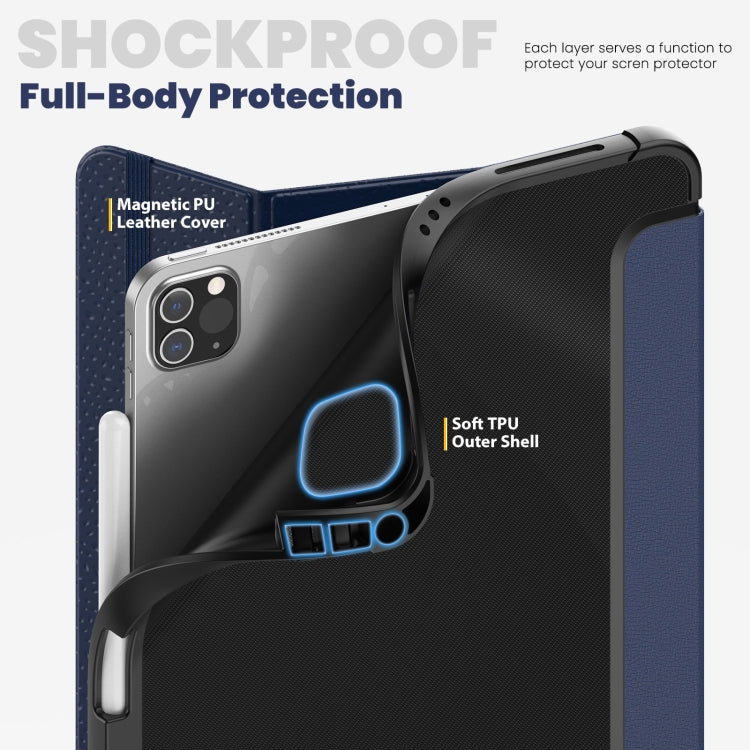 For iPad Pro 12.9 2022 / 2021 / 2020 Carbon Fiber Leather Smart Tablet Case(Navy Blue) - iPad Pro 12.9 (2022/2021) Cases by buy2fix | Online Shopping UK | buy2fix