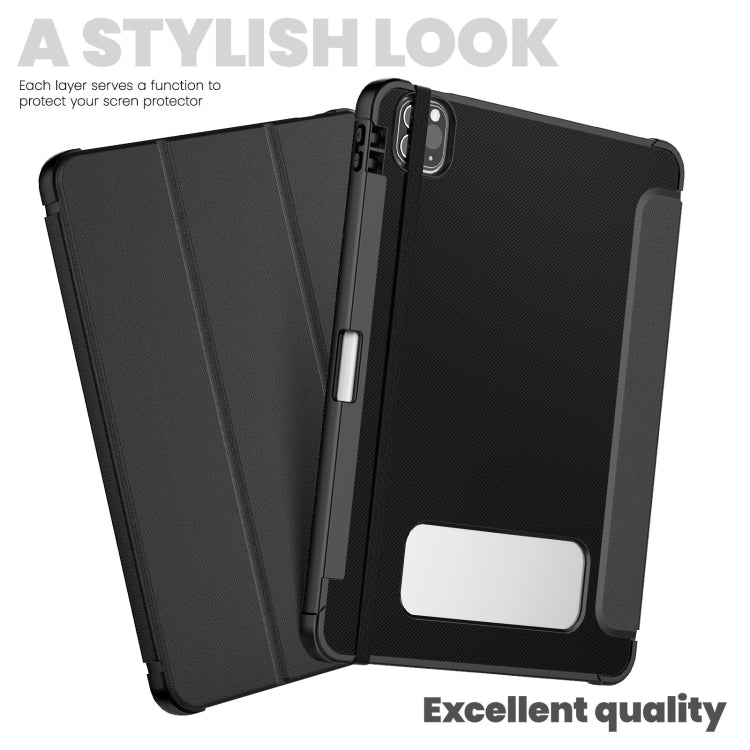 For iPad Pro 12.9 2022 / 2021 / 2020 Carbon Fiber Leather Smart Tablet Case(Black) - iPad Pro 12.9 (2022/2021) Cases by buy2fix | Online Shopping UK | buy2fix