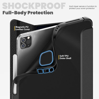 For iPad Pro 12.9 2022 / 2021 / 2020 Carbon Fiber Leather Smart Tablet Case(Black) - iPad Pro 12.9 (2022/2021) Cases by buy2fix | Online Shopping UK | buy2fix