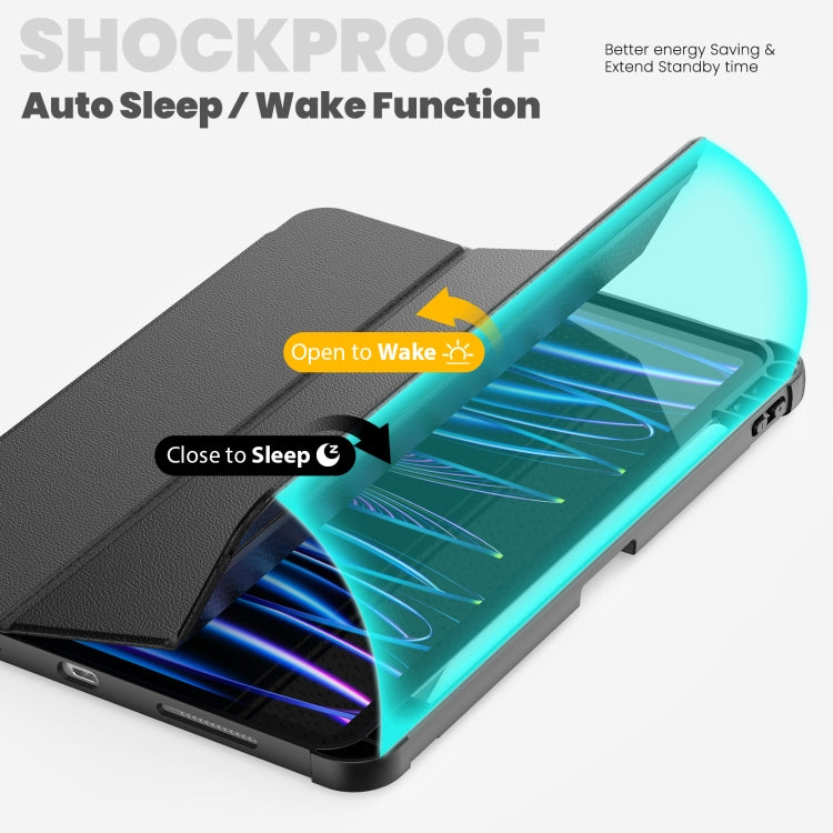 For iPad Pro 12.9 2022 / 2021 / 2020 Carbon Fiber Leather Smart Tablet Case(Black) - iPad Pro 12.9 (2022/2021) Cases by buy2fix | Online Shopping UK | buy2fix