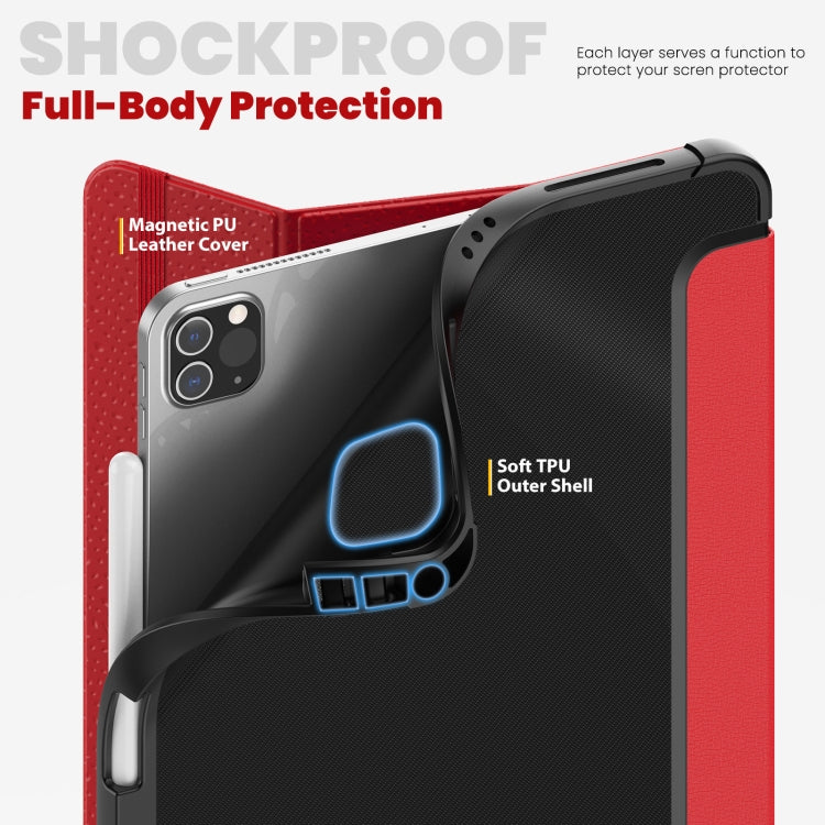 For iPad Pro 12.9 2022 / 2021 / 2020 Carbon Fiber Leather Smart Tablet Case(Red) - iPad Pro 12.9 (2022/2021) Cases by buy2fix | Online Shopping UK | buy2fix