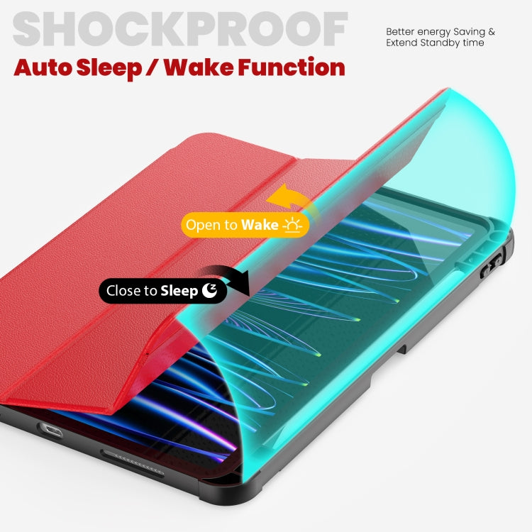 For iPad Pro 12.9 2022 / 2021 / 2020 Carbon Fiber Leather Smart Tablet Case(Red) - iPad Pro 12.9 (2022/2021) Cases by buy2fix | Online Shopping UK | buy2fix