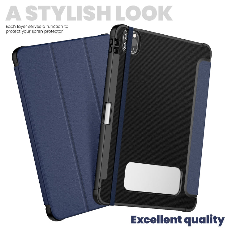For iPad Pro 11 2022 / Air 10.9 2022 Carbon Fiber Leather Smart Tablet Case(Navy Blue) - iPad Pro 11 (2022/2021) Cases by buy2fix | Online Shopping UK | buy2fix