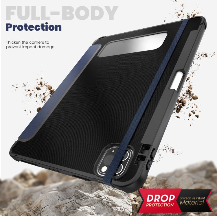 For iPad Pro 11 2022 / Air 10.9 2022 Carbon Fiber Leather Smart Tablet Case(Navy Blue) - iPad Pro 11 (2022/2021) Cases by buy2fix | Online Shopping UK | buy2fix