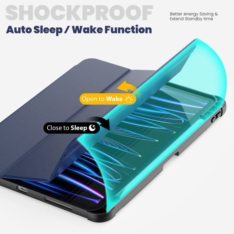 For iPad Pro 11 2022 / Air 10.9 2022 Carbon Fiber Leather Smart Tablet Case(Navy Blue) - iPad Pro 11 (2022/2021) Cases by buy2fix | Online Shopping UK | buy2fix