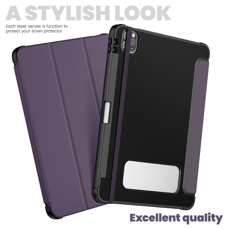 For iPad Pro 11 2022 / Air 10.9 2022 Carbon Fiber Leather Smart Tablet Case(Purple) - iPad Pro 11 (2022/2021) Cases by buy2fix | Online Shopping UK | buy2fix