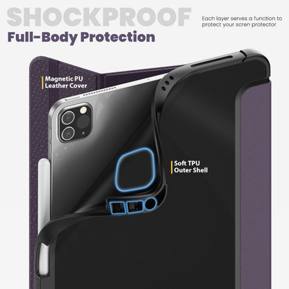 For iPad Pro 11 2022 / Air 10.9 2022 Carbon Fiber Leather Smart Tablet Case(Purple) - iPad Pro 11 (2022/2021) Cases by buy2fix | Online Shopping UK | buy2fix