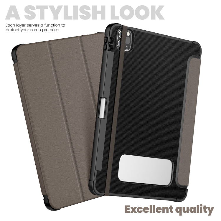 For iPad Pro 11 2022 / Air 10.9 2022 Carbon Fiber Leather Smart Tablet Case(Brown) - iPad Pro 11 (2022/2021) Cases by buy2fix | Online Shopping UK | buy2fix