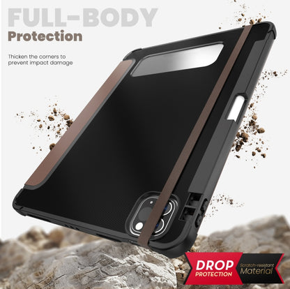 For iPad Pro 11 2022 / Air 10.9 2022 Carbon Fiber Leather Smart Tablet Case(Brown) - iPad Pro 11 (2022/2021) Cases by buy2fix | Online Shopping UK | buy2fix