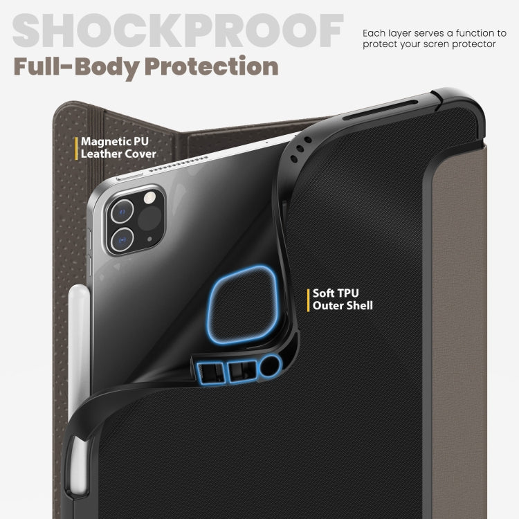 For iPad Pro 11 2022 / Air 10.9 2022 Carbon Fiber Leather Smart Tablet Case(Brown) - iPad Pro 11 (2022/2021) Cases by buy2fix | Online Shopping UK | buy2fix