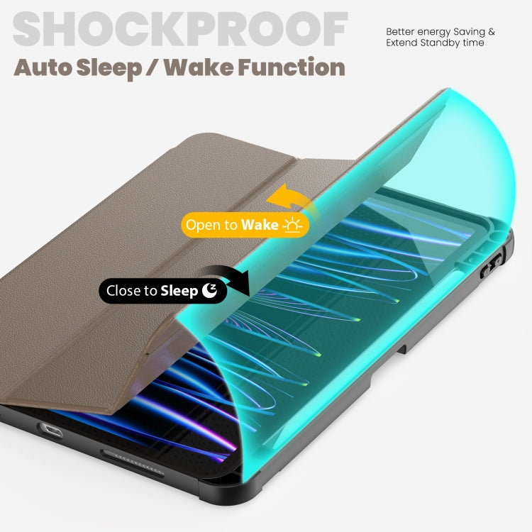 For iPad Pro 11 2022 / Air 10.9 2022 Carbon Fiber Leather Smart Tablet Case(Brown) - iPad Pro 11 (2022/2021) Cases by buy2fix | Online Shopping UK | buy2fix