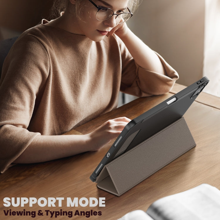 For iPad Pro 11 2022 / Air 10.9 2022 Carbon Fiber Leather Smart Tablet Case(Brown) - iPad Pro 11 (2022/2021) Cases by buy2fix | Online Shopping UK | buy2fix