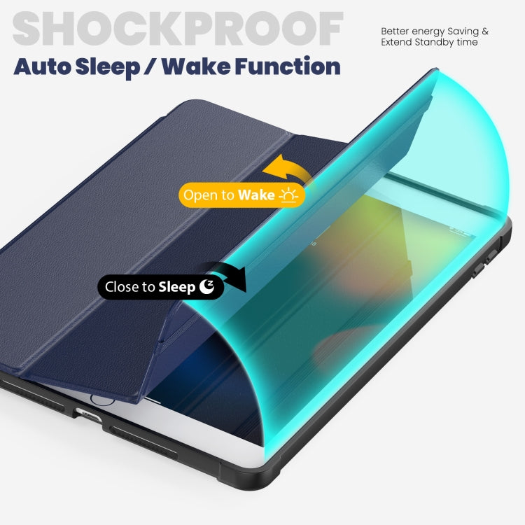 For iPad 10.2 2021 / Air 10.5 Carbon Fiber Leather Smart Tablet Case(Navy Blue) - iPad 10.2 Cases by buy2fix | Online Shopping UK | buy2fix