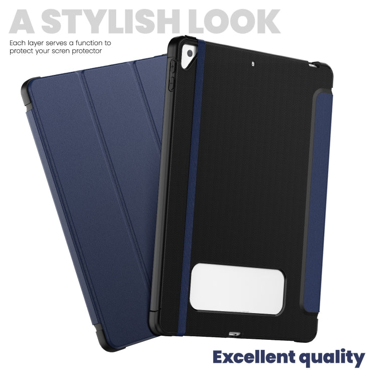 For iPad 10.2 2021 / Air 10.5 Carbon Fiber Leather Smart Tablet Case(Navy Blue) - iPad 10.2 Cases by buy2fix | Online Shopping UK | buy2fix