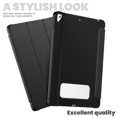 For iPad 10.2 2021 / Air 10.5 Carbon Fiber Leather Smart Tablet Case(Black) - iPad 10.2 Cases by buy2fix | Online Shopping UK | buy2fix