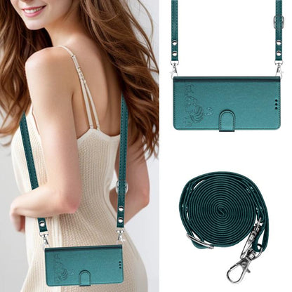 For iPhone Air Cat Rat Embossed Pattern RFID Leather Phone Case with Lanyard(Peacock Green) - iPhone Air Cases by buy2fix | Online Shopping UK | buy2fix