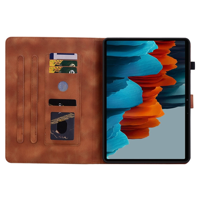 For Samsung Galaxy Tab S7 FE/S8+/S7+ Lily Embossed Leather Tablet Case(Brown) by buy2fix