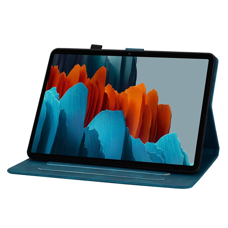 For Samsung Galaxy Tab S7 FE/S8+/S7+ Lily Embossed Leather Tablet Case(Dark Blue) by buy2fix