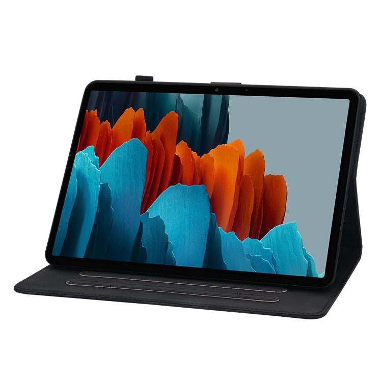 For Samsung Galaxy Tab S7 FE/S8+/S7+ Lily Embossed Leather Tablet Case(Black) by buy2fix