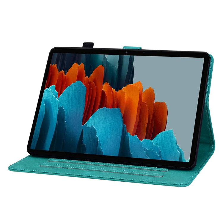 For Samsung Galaxy Tab S7 / S8 Lily Embossed Leather Tablet Case(Green) by buy2fix