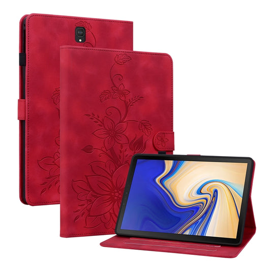 For Samsung Galaxy Tab S4 10.5 SM-T830/T835 Lily Embossed Leather Tablet Case(Red) - Other Galaxy Tab PC by buy2fix | Online Shopping UK | buy2fix