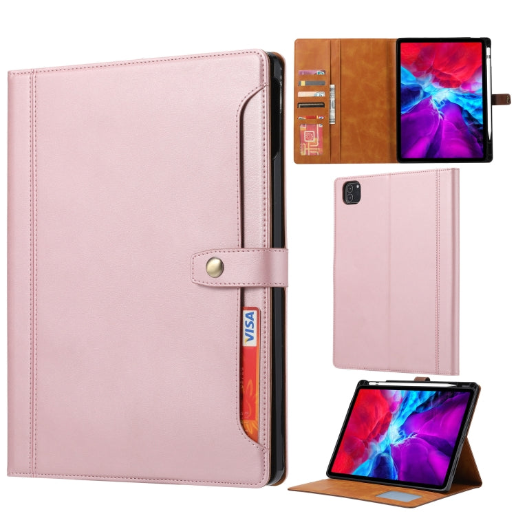 For iPad Pro 11 2025 / 2024 Calf Texture Double Fold Clasp Horizontal Flip Leather Smart Tablet Case(Rose Gold) by buy2fix
