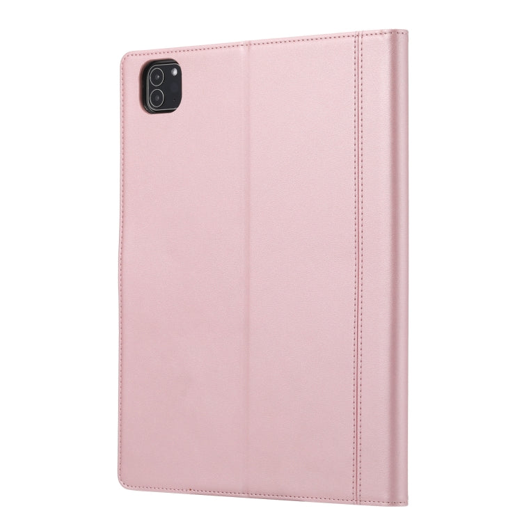 For iPad Pro 11 2025 / 2024 Calf Texture Double Fold Clasp Horizontal Flip Leather Smart Tablet Case(Rose Gold) by buy2fix