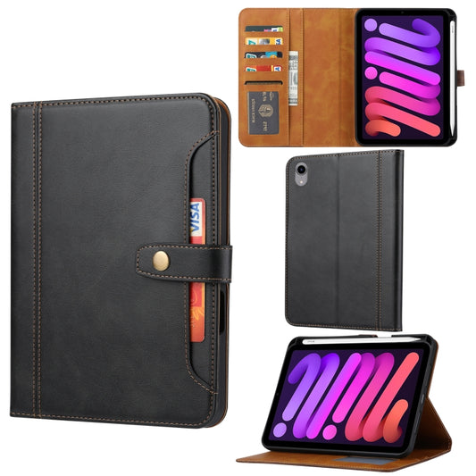 For iPad mini 2024 Calf Texture Double Fold Clasp Horizontal Flip Leather Smart Tablet Case(Black) - iPad mini 2024 Cases by buy2fix | Online Shopping UK | buy2fix