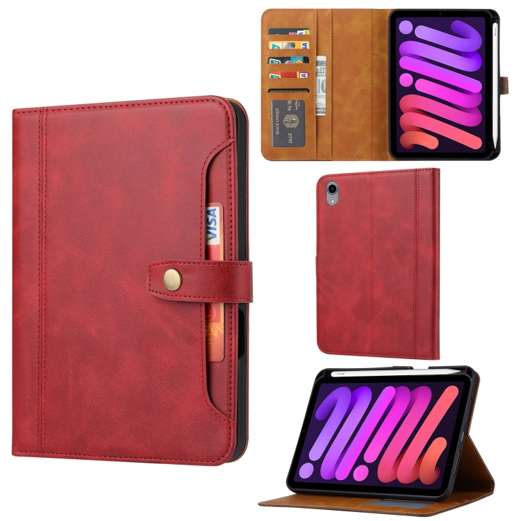For iPad mini 2024 Calf Texture Double Fold Clasp Horizontal Flip Leather Smart Tablet Case(Red) - iPad mini 2024 Cases by buy2fix | Online Shopping UK | buy2fix