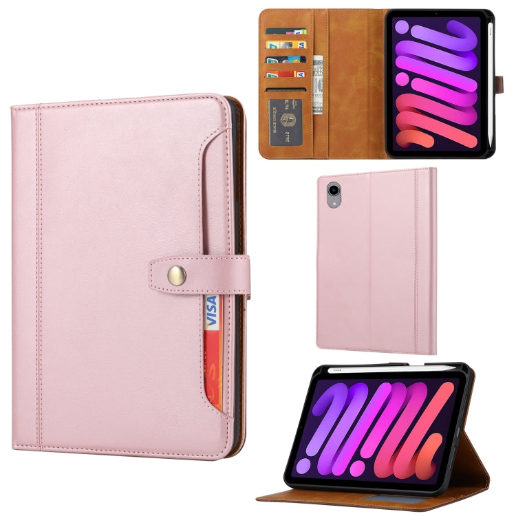 For iPad mini 2024 Calf Texture Double Fold Clasp Horizontal Flip Leather Smart Tablet Case(Rose Gold) - iPad mini 2024 Cases by buy2fix | Online Shopping UK | buy2fix