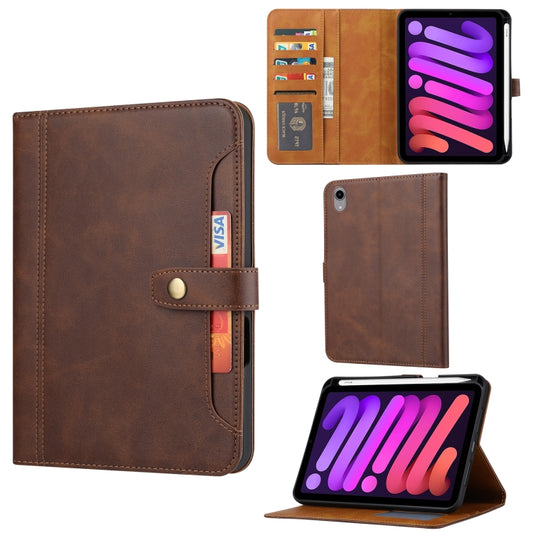 For iPad mini 2024 Calf Texture Double Fold Clasp Horizontal Flip Leather Smart Tablet Case(Brown) - iPad mini 2024 Cases by buy2fix | Online Shopping UK | buy2fix