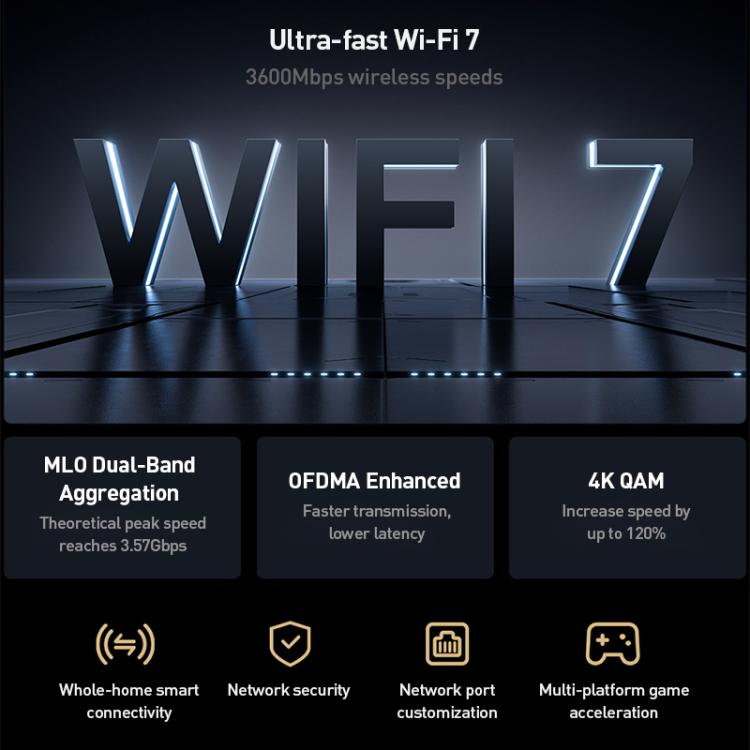 Xiaomi Router BE3600 WiFi7 2.5G Port Dual Band, US Plug(Black) - Wireless Routers by Xiaomi | Online Shopping UK | buy2fix